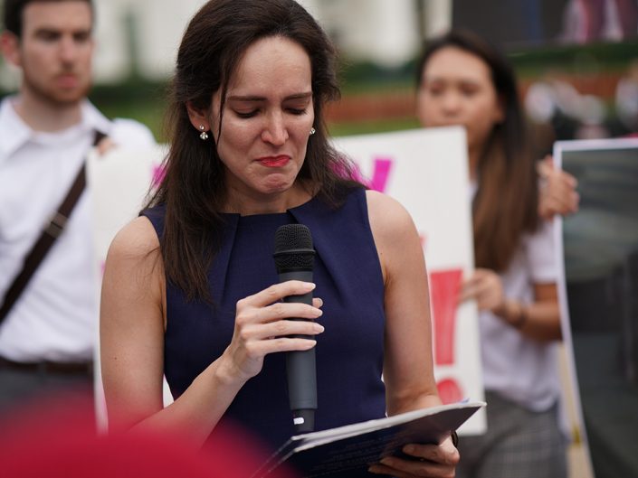 Yasmine Taeb from The Center for Victim of Torture at the #FamiliesBelongTogether rally.